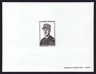 1971 25fr Reunion 'Gen. de Gaulle' Trial Color Proof Sheetlet, Epreuve de Luxe, French Community Deluxe Presentation Miniature Sheet