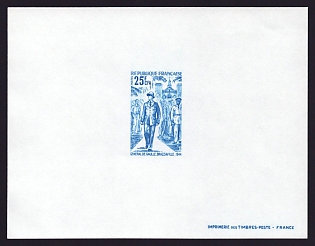 1971 25fr Reunion 'De Gaulle in Brazzaville' Trial Color Proof Sheetlet, Epreuve de Luxe, French Community Deluxe Presentation Miniature Sheet