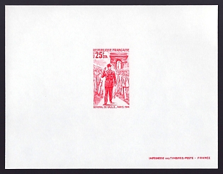 1971 25fr Reunion 'De Gaulle entering Paris' Trial Color Proof Sheetlet, Epreuve de Luxe, French Community Deluxe Presentation Miniature Sheet