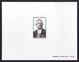 1971 25fr Reunion 'Pres. de Gaulle, 1970' Trial Color Proof Sheetlet, Epreuve de Luxe, French Community Deluxe Presentation Miniature Sheet