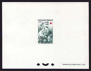 1966 12fr + 5fr Reunion 'Red Cross: Field Ambulance 1859' Proof Sheetlet, Epreuve de Luxe, French Community Deluxe Presentation Miniature Sheet