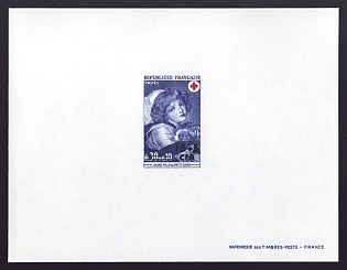 1971 15fr + 5fr Reunion 'Red Cross: Girl with Little Dog after Greuze' Proof Sheetlet, Epreuve de Luxe, French Community Deluxe Presentation Miniature Sheet