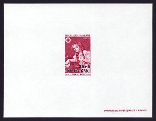1971 25fr + 5fr Reunion 'Red Cross: The Dead Bird after Greuze' Proof Sheetlet, Epreuve de Luxe, French Community Deluxe Presentation Miniature Sheet