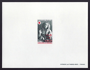 1973 15fr + 5fr Reunion 'Red Cross: Holy Sepulchre of Tonnerre' Proof Sheetlet, Epreuve de Luxe, French Community Deluxe Presentation Miniature Sheet