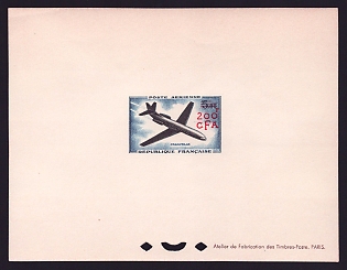 1961-64 200fr Reunion 'Caravelle' Airmail Proof Sheetlet, Epreuve de Luxe, French Community Deluxe Presentation Miniature Sheet