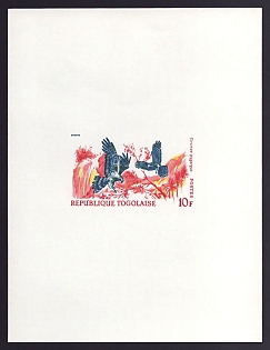 1967 10fr Togo 'Montagu’s Harriers' Proof Sheetlet, Epreuve de Luxe, French Community Deluxe Presentation Miniature Sheet