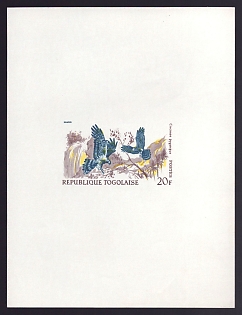 1967 20fr Togo 'Marsh harriers' Proof Sheetlet, Epreuve de Luxe, French Community Deluxe Presentation Miniature Sheet