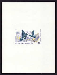 1967 30fr Togo 'Marsh harriers' Proof Sheetlet, Epreuve de Luxe, French Community Deluxe Presentation Miniature Sheet