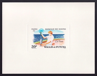 1979 30fr Wallis and Futuna 'Weighing young tuna' Sunken Proof Sheetlet, Epreuve de Luxe, French Community Deluxe Presentation Miniature Sheet