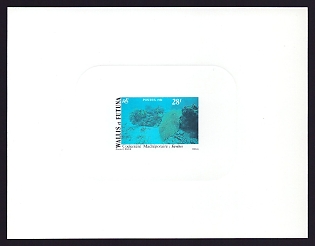 1981 28fr Wallis and Futuna 'Favites' Sunken Proof Sheetlet, Epreuve de Luxe, French Community Deluxe Presentation Miniature Sheet