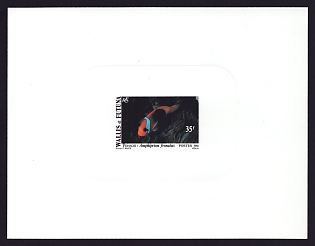1981 35fr Wallis and Futuna 'Amphiprion frenatus' Sunken Proof Sheetlet, Epreuve de Luxe, French Community Deluxe Presentation Miniature Sheet