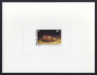 1981 40fr Wallis and Futuna 'Conus Textile' Sunken Proof Sheetlet, Epreuve de Luxe, French Community Deluxe Presentation Miniature Sheet