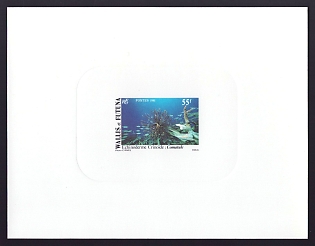 1981 55fr Wallis and Futuna 'Comatule' Sunken Proof Sheetlet, Epreuve de Luxe, French Community Deluxe Presentation Miniature Sheet