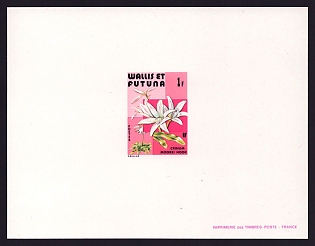1982 1fr Wallis and Futuna 'Flower' Proof Sheetlet, Epreuve de Luxe, French Community Deluxe Presentation Miniature Sheet