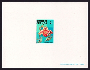 1982 3fr Wallis and Futuna 'Flower' Proof Sheetlet, Epreuve de Luxe, French Community Deluxe Presentation Miniature Sheet