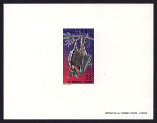 1985 38fr Wallis and Futuna 'Bat' Proof Sheetlet, Epreuve de Luxe, French Community Deluxe Presentation Miniature Sheet
