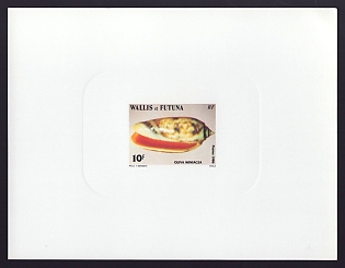 1986 10fr Wallis and Futuna 'Seashells' Sunken Proof Sheetlet, Epreuve de Luxe, French Community Deluxe Presentation Miniature Sheet