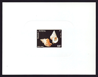 1987 44fr Wallis and Futuna 'Seashells' Sunken Proof Sheetlet, Epreuve de Luxe, French Community Deluxe Presentation Miniature Sheet