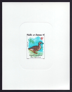 1987 6fr Wallis and Futuna 'Birds' Sunken Proof Sheetlet, Epreuve de Luxe, French Community Deluxe Presentation Miniature Sheet