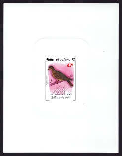1987 47fr Wallis and Futuna 'Birds' Sunken Proof Sheetlet, Epreuve de Luxe, French Community Deluxe Presentation Miniature Sheet