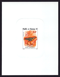 1987 64fr Wallis and Futuna 'Birds' Sunken Proof Sheetlet, Epreuve de Luxe, French Community Deluxe Presentation Miniature Sheet