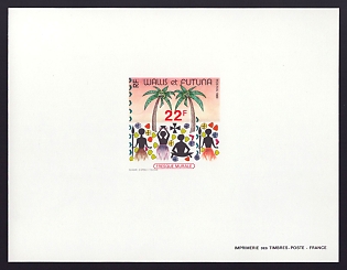 1989 22fr Wallis and Futuna 'Fresco' Proof Sheetlet, Epreuve de Luxe, French Community Deluxe Presentation Miniature Sheet