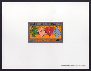 1994 40fr Wallis and Futuna 'Symbols of Playing Cards Suils' Proof Sheetlet, Epreuve de Luxe, French Community Deluxe Presentation Miniature Sheet