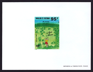 1996 95fr Wallis and Futuna 'Golf' Proof Sheetlet, Epreuve de Luxe, French Community Deluxe Presentation Miniature Sheet