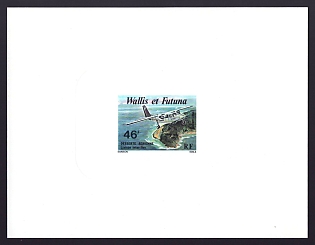1979 46fr Wallis and Futuna 'Monoplane of UTA Airlines' Sunken Airmail Proof Sheetlet, Epreuve de Luxe, French Community Deluxe Presentation Miniature Sheet