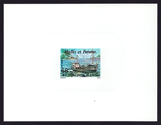 1979 68fr Wallis and Futuna 'Freighter Muana' Sunken Airmail Proof Sheetlet, Epreuve de Luxe, French Community Deluxe Presentation Miniature Sheet