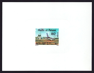 1979 80fr Wallis and Futuna 'Hihifo Airport' Sunken Airmail Proof Sheetlet, Epreuve de Luxe, French Community Deluxe Presentation Miniature Sheet