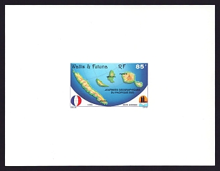1994 85fr Wallis and Futuna 'South Pacific Geography Day' Airmail Proof Sheetlet, Epreuve de Luxe, French Community Deluxe Presentation Miniature Sheet
