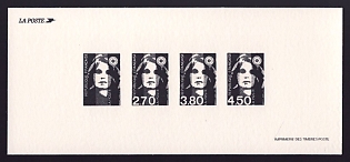1993-96 2.70-4.50fr France 'Marianne Type of 1990' Compound Trial Color Proof Sheetlet, Epreuve de Luxe, Deluxe Presentation Miniature Sheet