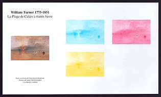 2010 €1.35 France 'The Beach at Calais at Ebb Tide, by Joseph Mallard William Turner' Compound Trial Color Proof Sheetlet, Epreuve de Luxe, Deluxe Presentation Miniature Sheet