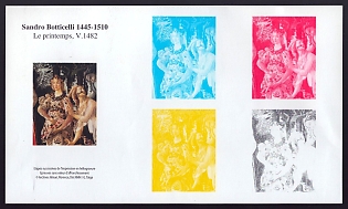 2010 France 'Allegory of Spring, by Sandro Botticelli' Compound Trial Color Proof Sheetlet, Epreuve de Luxe, Deluxe Presentation Miniature Sheet