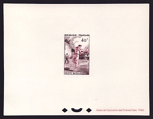 1956 40fr France 'Pelota (Jai alai)' Proof Sheetlet, Epreuve de Luxe, Deluxe Presentation Miniature Sheet