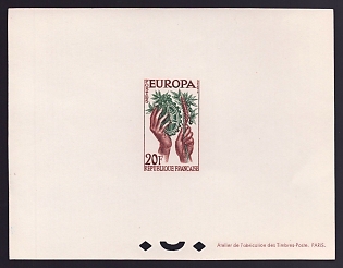 1957 20fr France 'United Europe' Proof Sheetlet, Epreuve de Luxe, Deluxe Presentation Miniature Sheet