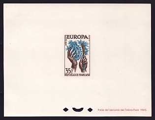 1957 35fr France 'United Europe' Proof Sheetlet, Epreuve de Luxe, Deluxe Presentation Miniature Sheet