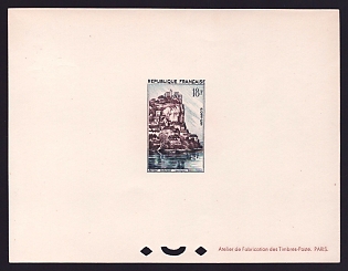 1957 18fr France 'Beynac Cazenac, Dordogne' Proof Sheetlet, Epreuve de Luxe, Deluxe Presentation Miniature Sheet