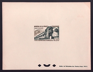 1962 20c France 'Memorial to Fighting France, Mont Valerien' Proof Sheetlet, Epreuve de Luxe, Deluxe Presentation Miniature Sheet