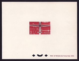 1962 15c France 'Glider' Proof Sheetlet, Epreuve de Luxe, Deluxe Presentation Miniature Sheet