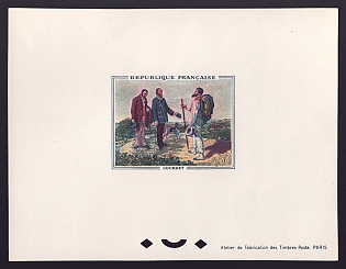 1962 50c France '"Bonjour Monsieur Courbet" by Gustave Courbet' Proof Sheetlet, Epreuve de Luxe, Deluxe Presentation Miniature Sheet