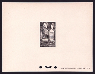 1963 95c France 'Moissac' Trial Color Proof Sheetlet, Epreuve de Luxe, Deluxe Presentation Miniature Sheet