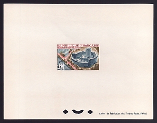 1963 20c France 'Radio and Television Center, Paris' Proof Sheetlet, Epreuve de Luxe, Deluxe Presentation Miniature Sheet