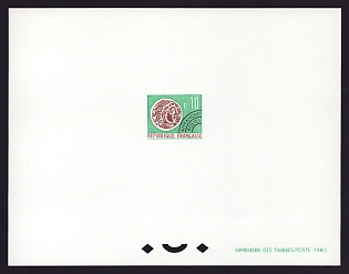 1964-66 10c France 'Gallic Coin' Proof Sheetlet, Epreuve de Luxe, Deluxe Presentation Miniature Sheet