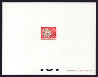1964-66 15c France 'Gallic Coin' Proof Sheetlet, Epreuve de Luxe, Deluxe Presentation Miniature Sheet