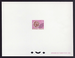 1964-66 25c France 'Gallic Coin' Proof Sheetlet, Epreuve de Luxe, Deluxe Presentation Miniature Sheet