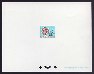 1964-66 50c France 'Gallic Coin' Proof Sheetlet, Epreuve de Luxe, Deluxe Presentation Miniature Sheet