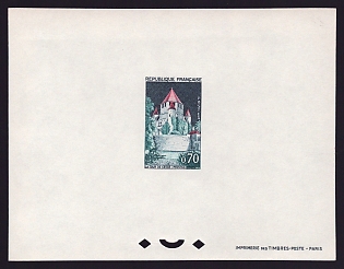 1964-65 70c France 'Caesar's Tower, Provins' Proof Sheetlet, Epreuve de Luxe, Deluxe Presentation Miniature Sheet
