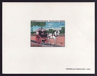 1967 1fr France 'Father Juniet's Gig by Henri Rousseau' Proof Sheetlet, Epreuve de Luxe, Deluxe Presentation Miniature Sheet